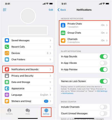 telegram channel settings